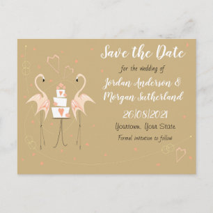 Carte Postale Faire-part Mariage aux flamants Save the Date paysage pêche A