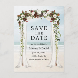 Carte Postale Faire-part Mariage Beach Canopy Aquarelle Boho Floral