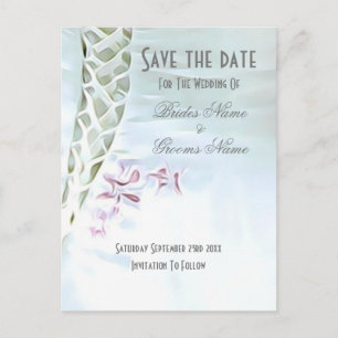 Carte Postale Faire-part Mariage blanc et rose enregistrer la date
