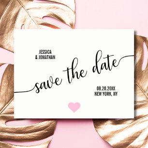 Carte Postale Faire-part Mariage Blanc Rose PÂLE Moderne Économisez la date