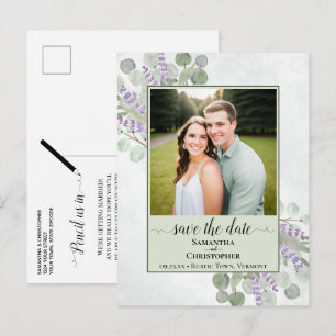 Carte Postale Faire-part Mariage Bohème Eucalyptus Sauge Enregistrez la Dat