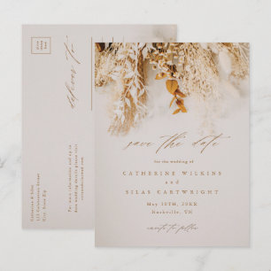 Carte Postale Faire-part Mariage Bohème Fleurs d'Automne Enregistrez la Dat