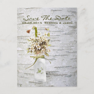Carte Postale Faire-part mariage champêtre de campagne aux fleurs sauvages 