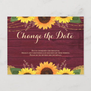Carte Postale Faire-part Mariage Champêtre en Bourgogne avec Tournesol Repo