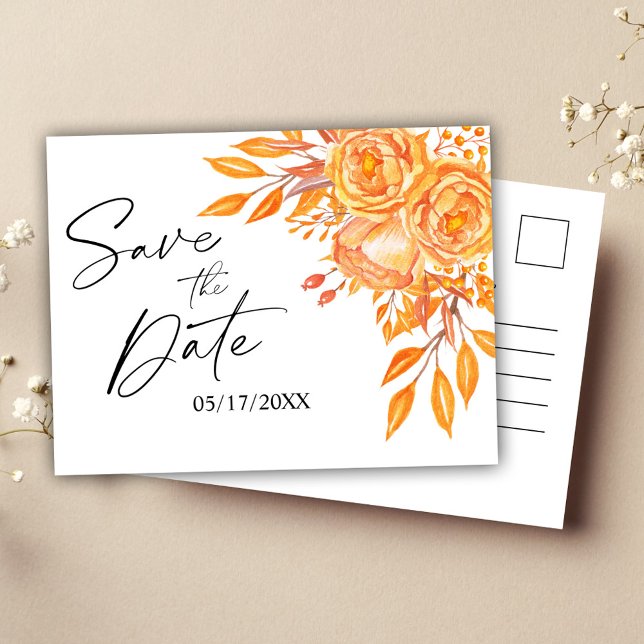Carte Postale Faire-part Mariage Champêtre Floral - Économisez la Date (Floral Rustic Wedding Save The Date Announcement Postcard)