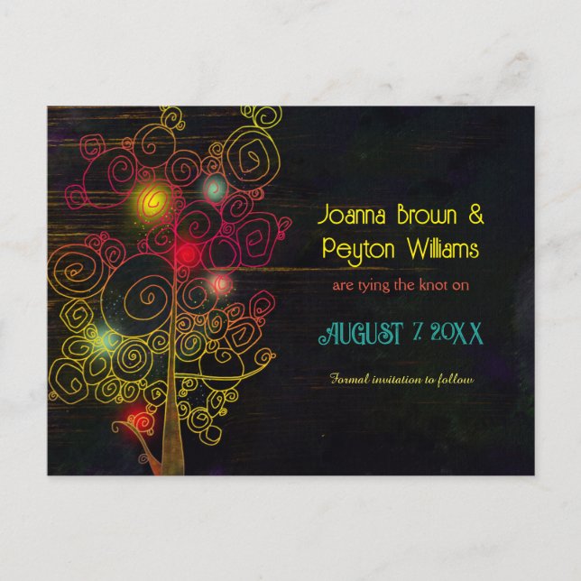 Carte Postale Faire-part Mariage Champêtre Soirée à la Campagne Enregistrez (Devant)