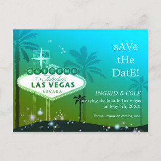 Carte Postale Faire-part Mariage Chic sur le Strip de Las Vegas, Enregistre