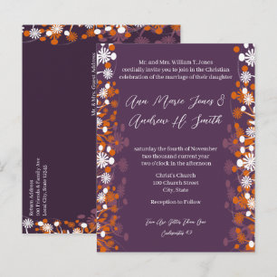 Carte Postale Faire-part Mariage Chrétien Fleurs Violettes en Terre Cuite