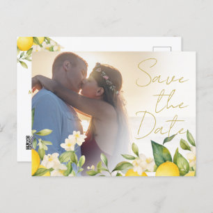 Carte Postale Faire-part Mariage Citrus Lemons Photo Overlay Enregistrer La