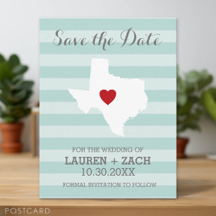 Carte Postale Faire-part Mariage dans l'État d'origine Texas Date à sauvega