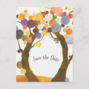 Carte Postale Faire-part Mariage d'arbre moderne Enregistrer la date