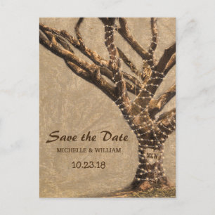 Carte Postale Faire-part Mariage d'arbre rustique, Sauvegarder la date