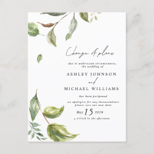 Carte Postale Faire-part Mariage Date Changement de plans Aquarelle Script