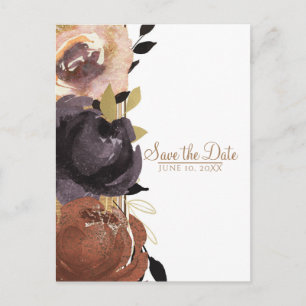 Carte Postale Faire-part Mariage d'automne Fleurs audacieuses et glamour En