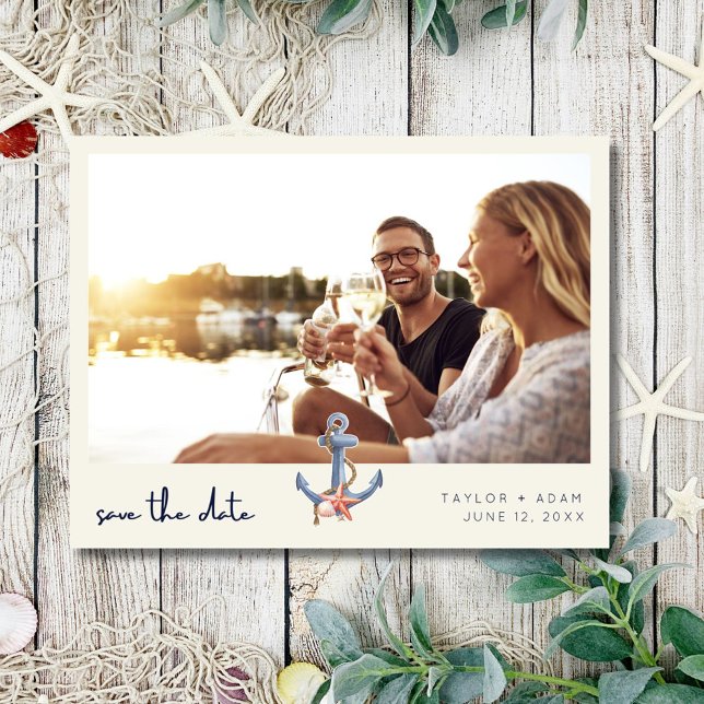 Carte Postale Faire-part Mariage de bord de mer Photo Save the Date (Seaside Coastal Wedding Photo Save the Date)
