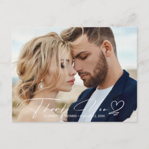 Carte Postale Faire-part Mariage de calligraphie Merci Dusty Blue ID771