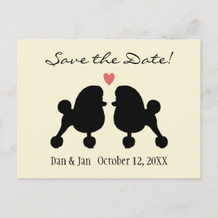 Carte Postale Faire-part Mariage de Caniches jouets noirs élégants - Save t