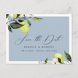 Carte Postale Faire-part Mariage de citrons botaniques Sauvez la date Annon