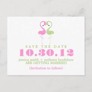 Carte Postale Faire-part Mariage de couple de flamants rose Enregistrez la