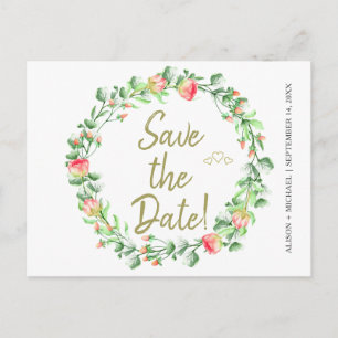 Carte Postale Faire-part Mariage de couronnes de jardin floral vif date de