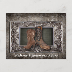 Carte Postale Faire-part mariage de cowboy dans l'ouest du pays enregistrer