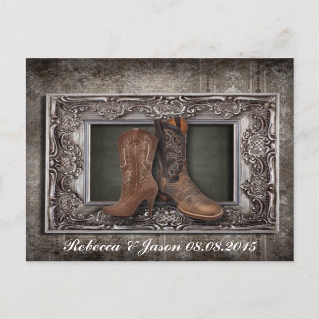 Carte Postale Faire-part mariage de cowboy dans l'ouest du pays enregistrer (Devant)