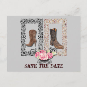Carte Postale Faire-part mariage de cowboy dans l'ouest du pays enregistrer