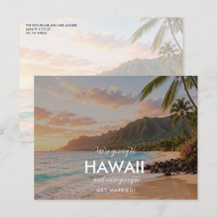 Carte Postale Faire-part Mariage de Destination à Hawaii, Enregistrez la Da