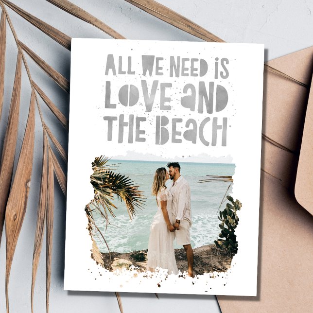 Carte Postale Faire-part Mariage de Destination de Plage Décontractée Enreg (Casual Beach Destination Wedding Save the Date)