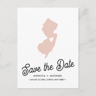 CARTE POSTALE FAIRE-PART MARIAGE DE DESTINATION D'ÉTAT NEW JERSEY TOUTE COU