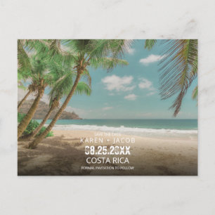 Carte Postale Faire-part Mariage de Destination Plage Tropicale Enregistrez