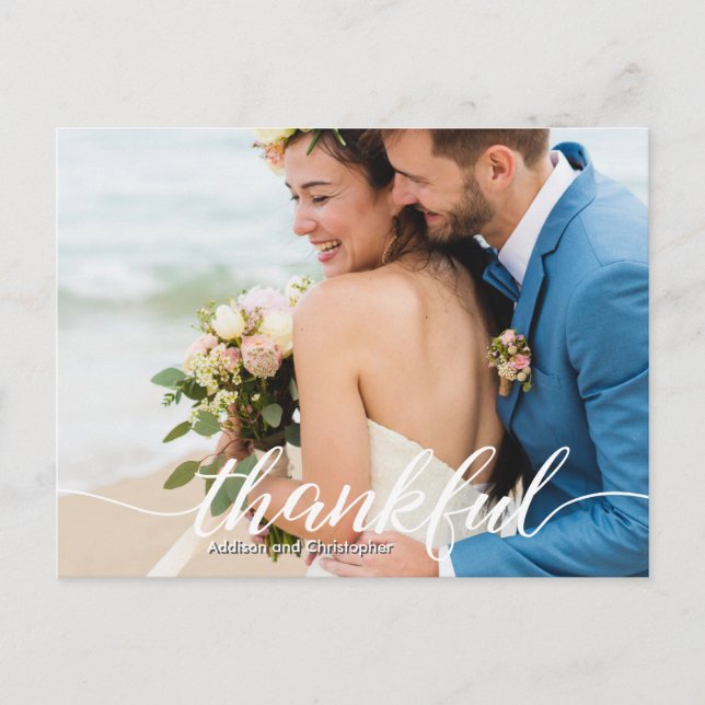 Carte Postale Faire-part Mariage de Destination sur Mesure avec Remerciemen (Devant)