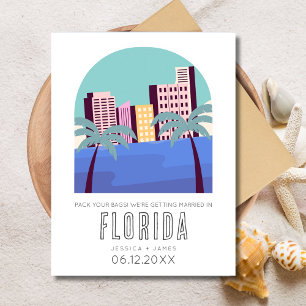 Carte Postale Faire-part Mariage de Destination Tropical Floride Économisez
