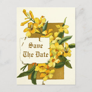 Carte Postale Faire-part Mariage de fleurs de jasmin jaune Enregistrer la d