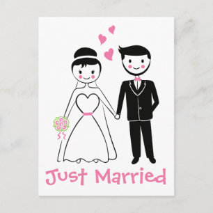 Carte Postale Faire-part Mariage de la chambre noire rose mariée