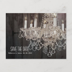 Carte Postale Faire-part Mariage de lustre en bois de grange rustique enreg