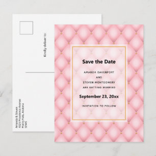 Carte Postale Faire-part Mariage de Motif de luxe Pink Tufted Diamond