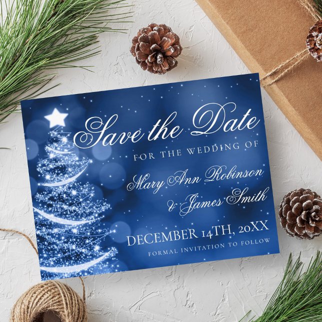 Carte Postale Faire-part Mariage de Noël au Pays des Merveilles Enregistrer (Winter Wonderland Christmas Wedding Save The Date Announcement Postcard)