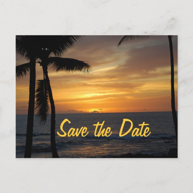 Carte Postale Faire-part Mariage de palmiers tropicaux Date (Devant)