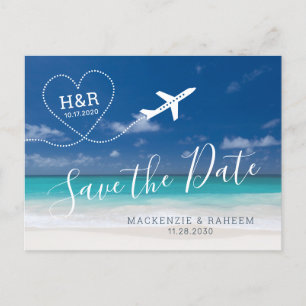 Carte Postale Faire-part Mariage de plage Sauvegardez la date de destinatio