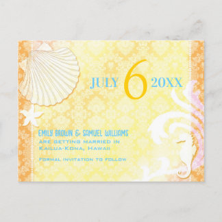 Carte Postale Faire-part Mariage de plage Summer Breeze, retenez la date