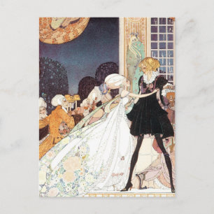 Carte Postale Faire-part Mariage de Princesse de Conte de Fées Rétro - Date