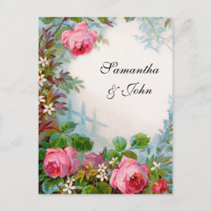 Carte Postale Faire-part Mariage de Rêve au Jardin Romantique Sauvegarder l