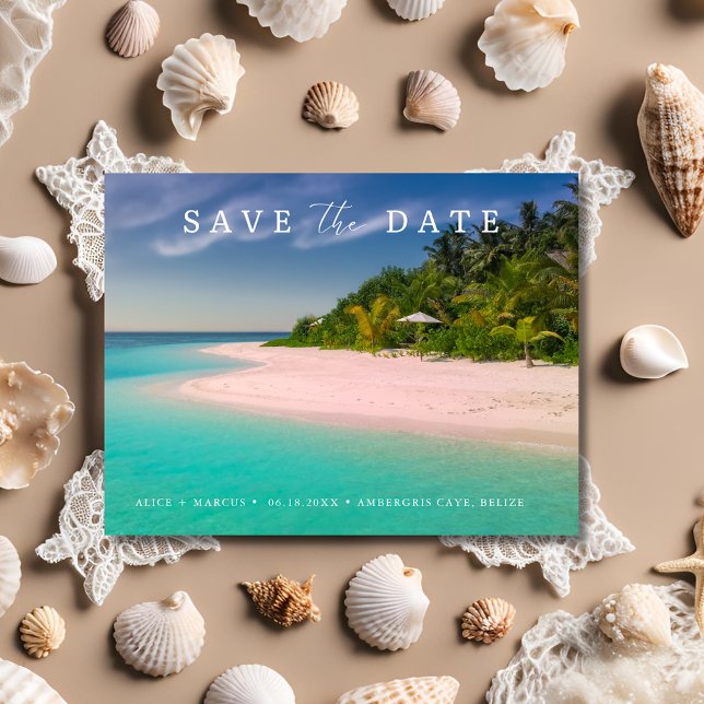 Carte Postale Faire-part Mariage de Rêve sur la Plage, Épargnez la Date (Beach Destination Wedding Save the Date Announcement Postcard)