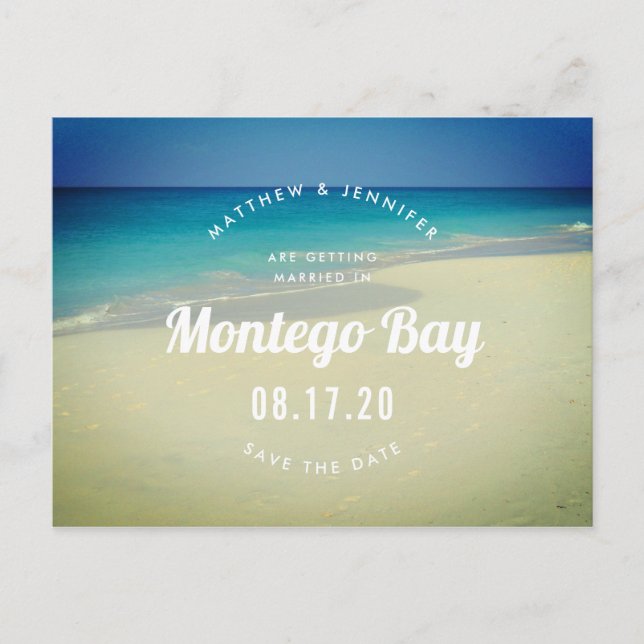 Carte Postale Faire-part Mariage de sable tropical Ocean Beach Enregistrer  (Devant)