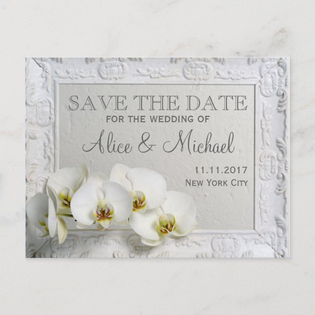 Carte Postale Faire-part Mariage de style élégant Enregistrez la date (Devant)