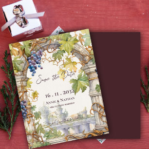 Carte Postale Faire-part Mariage de vigneron inspiré de la vigne dans un st