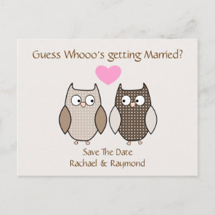 Carte Postale Faire-part Mariage des chouettes mignons Enregistrer la date