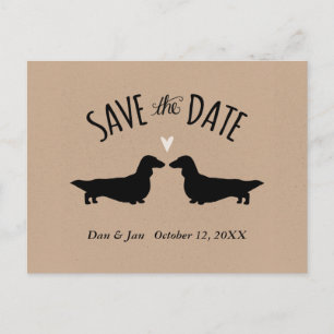 Carte Postale Faire-part Mariage des Dachshunds Longhé Enregistrer la date