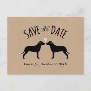 Carte Postale Faire-part Mariage des silhouettes Pit Bull Enregistrer la da